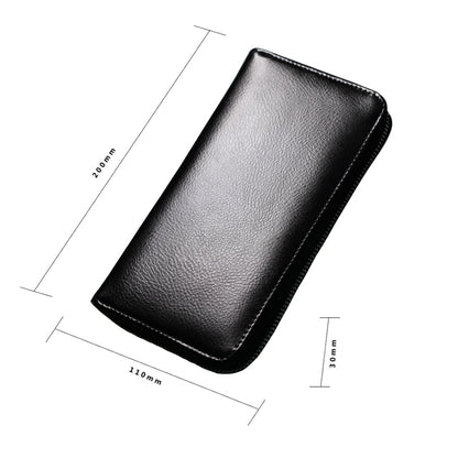 แพ็คเกจหนังสือเดินทางหนังแท้สไตล์ยาว Antimagnetic RFID ความจุขนาดใหญ่ / แพ็คเกจการ์ดมัลติฟังก์ชั่นและช่องเสียบการ์ดหลายช่อง