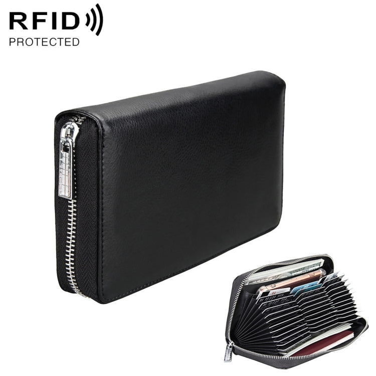 แพ็คเกจหนังสือเดินทางหนังแท้สไตล์ยาว Antimagnetic RFID ความจุขนาดใหญ่ / แพ็คเกจการ์ดมัลติฟังก์ชั่นและช่องเสียบการ์ดหลายช่อง