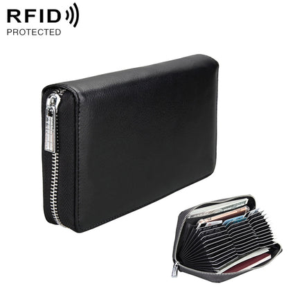 แพ็คเกจหนังสือเดินทางหนังแท้สไตล์ยาว Antimagnetic RFID ความจุขนาดใหญ่ / แพ็คเกจการ์ดมัลติฟังก์ชั่นและช่องเสียบการ์ดหลายช่อง