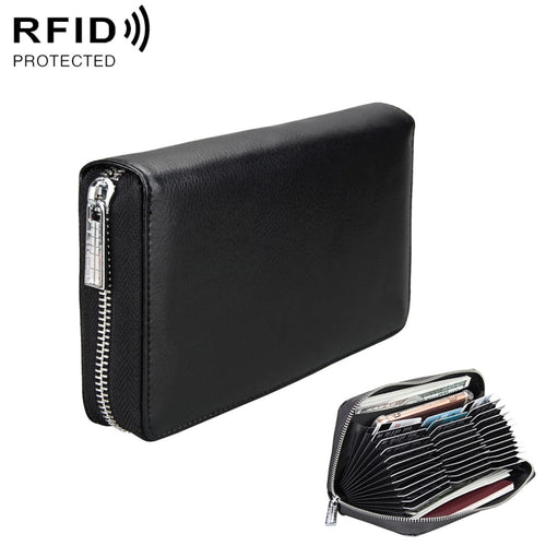 แพ็คเกจหนังสือเดินทางหนังแท้สไตล์ยาว Antimagnetic RFID ความจุขนาดใหญ่ / แพ็คเกจการ์ดมัลติฟังก์ชั่นและช่องเสียบการ์ดหลายช่อง