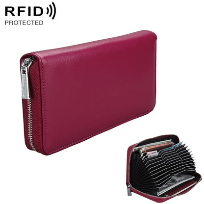 แพ็คเกจหนังสือเดินทางหนังแท้สไตล์ยาว Antimagnetic RFID ความจุขนาดใหญ่ / แพ็คเกจการ์ดมัลติฟังก์ชั่นและช่องเสียบการ์ดหลายช่อง