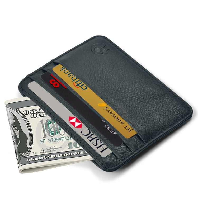XIAO YUAN XIANG Cowhide Leather Pocket 6 Card Sleeve Wallet กระเป๋าสตางค์ใส่เหรียญผู้ถือบัตร, ขนาด: 10.7cm x8.7cm, การจัดส่งสีแบบสุ่ม, 6 Card Sleeve