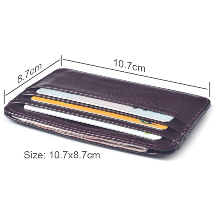 XIAO YUAN XIANG Cowhide Leather Pocket 6 Card Sleeve Wallet กระเป๋าสตางค์ใส่เหรียญผู้ถือบัตร, ขนาด: 10.7cm x8.7cm, การจัดส่งสีแบบสุ่ม, 6 Card Sleeve