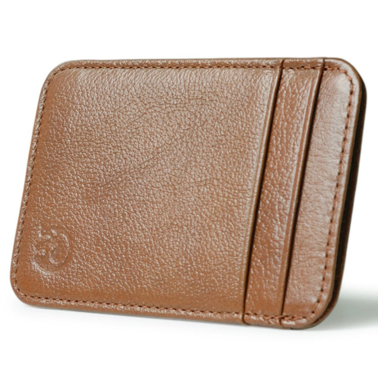 XIAO YUAN XIANG Cowhide Leather 5 Card Pocket Sleeve Wallet กระเป๋าใส่เหรียญผู้ถือบัตรเครดิต, ขนาด: 10.6cm x 7.2cm, การจัดส่งสีแบบสุ่ม, 5 Card Pocket Sleeve