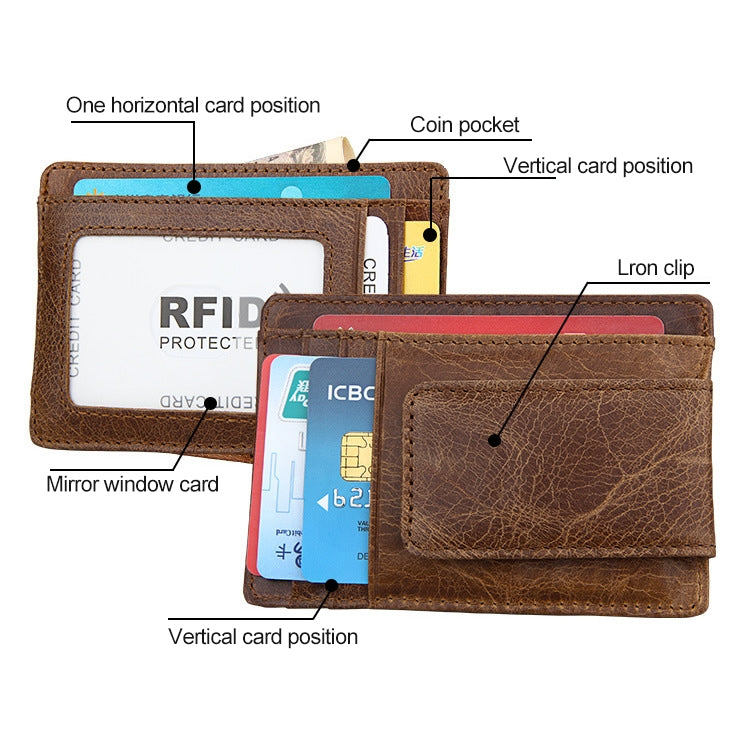 KB80 Antimagnetic RFID Crazy Horse Texture น้ำมันขี้ผึ้งหนังกระเป๋าสตางค์ Billfold สำหรับผู้ชายและผู้หญิง