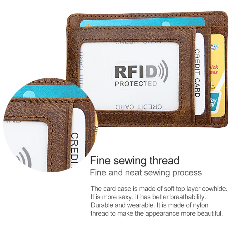 KB80 Antimagnetic RFID Crazy Horse Texture น้ำมันขี้ผึ้งหนังกระเป๋าสตางค์ Billfold สำหรับผู้ชายและผู้หญิง