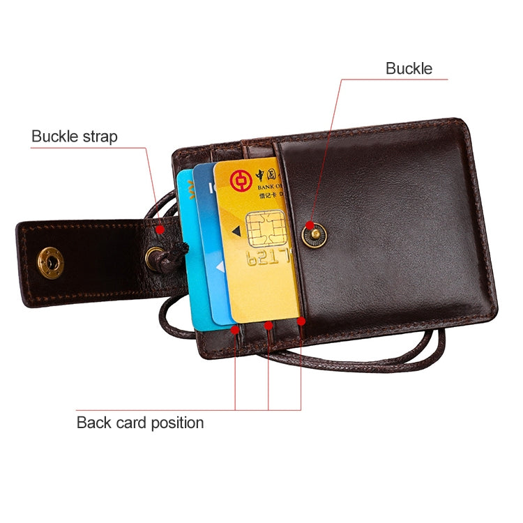 KB153 ผู้ถือบัตรหนัง RFID แบบป้องกันแม่เหล็กพร้อมป้ายบัตรประจำตัวพร้อมเชือกเส้นเล็ก