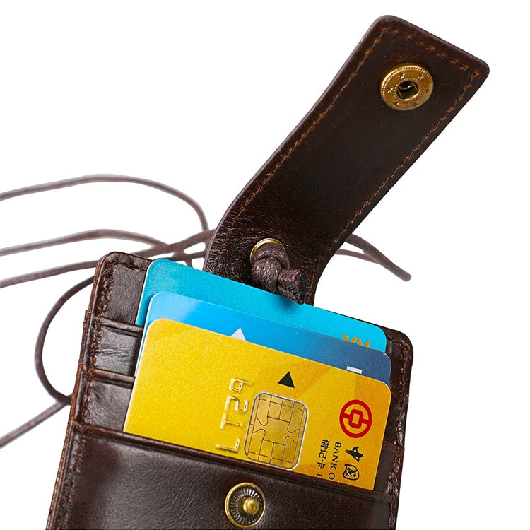KB153 ผู้ถือบัตรหนัง RFID แบบป้องกันแม่เหล็กพร้อมป้ายบัตรประจำตัวพร้อมเชือกเส้นเล็ก