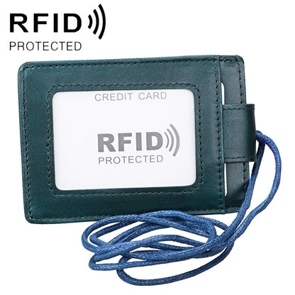 KB153 ผู้ถือบัตรหนัง RFID แบบป้องกันแม่เหล็กพร้อมป้ายบัตรประจำตัวพร้อมเชือกเส้นเล็ก