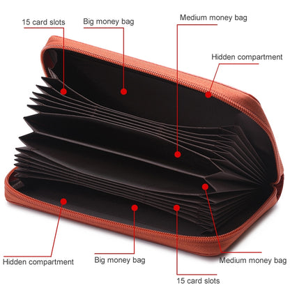 902 Antimagnetic RFID Litchi Texture ผู้หญิงความจุขนาดใหญ่กระเป๋าสตางค์กระเป๋าสตางค์กระเป๋าโทรศัพท์พร้อมช่องใส่การ์ด