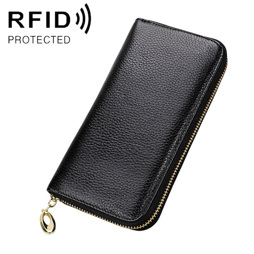 906 Antimagnetic RFID Litchi Texture ผู้หญิงความจุขนาดใหญ่กระเป๋าสตางค์กระเป๋าสตางค์กระเป๋าโทรศัพท์พร้อมช่องใส่การ์ด