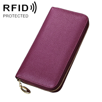 906 Antimagnetic RFID Litchi Texture ผู้หญิงความจุขนาดใหญ่กระเป๋าสตางค์กระเป๋าสตางค์กระเป๋าโทรศัพท์พร้อมช่องใส่การ์ด