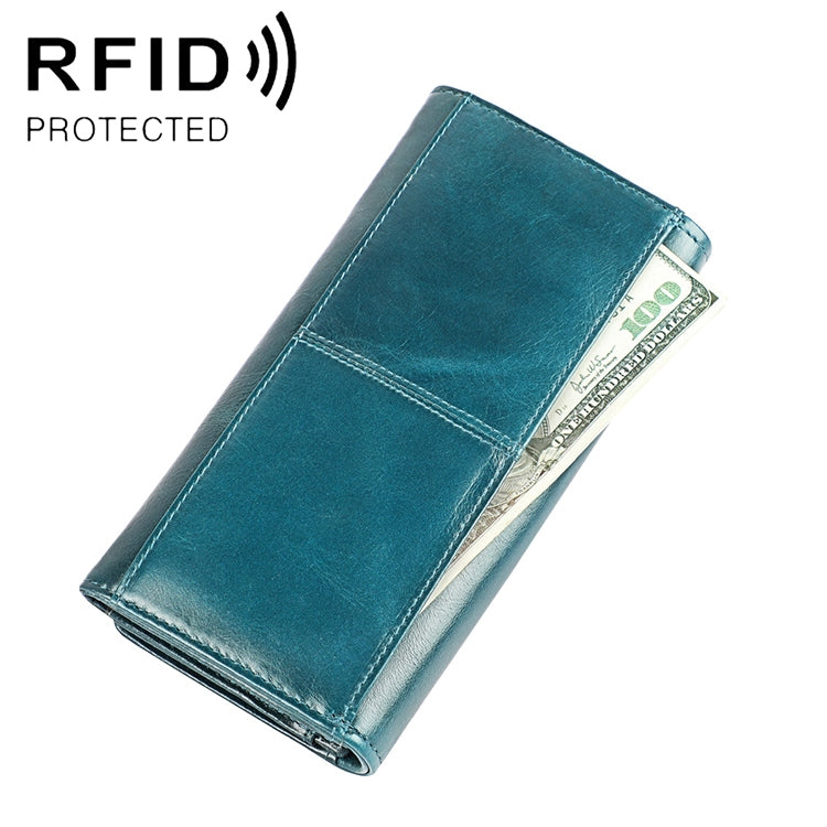 3559 Antimagnetic RFID Multi-function Zipper Retro Top-grain Leather Lady กระเป๋าสตางค์
