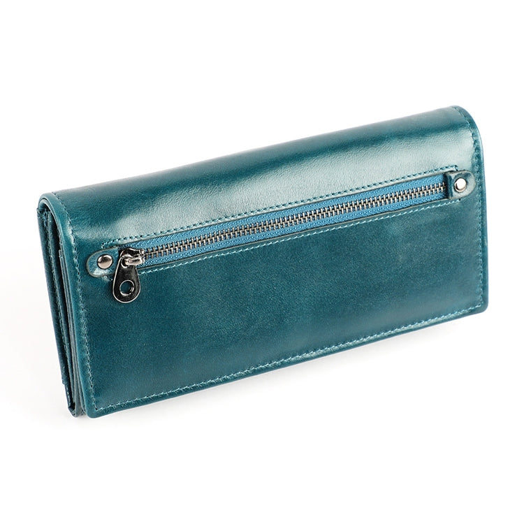 3559 Antimagnetic RFID Multi-function Zipper Retro Top-grain Leather Lady กระเป๋าสตางค์