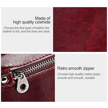 3559 Antimagnetic RFID Multi-function Zipper Retro Top-grain Leather Lady กระเป๋าสตางค์