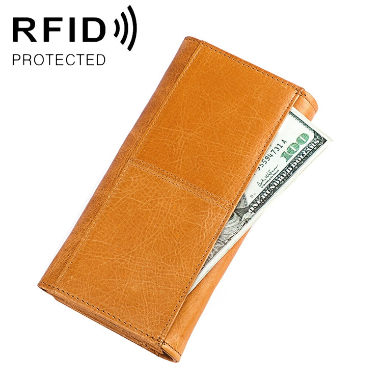 3559 Antimagnetic RFID Multi-function Zipper Retro Top-grain Leather Lady กระเป๋าสตางค์