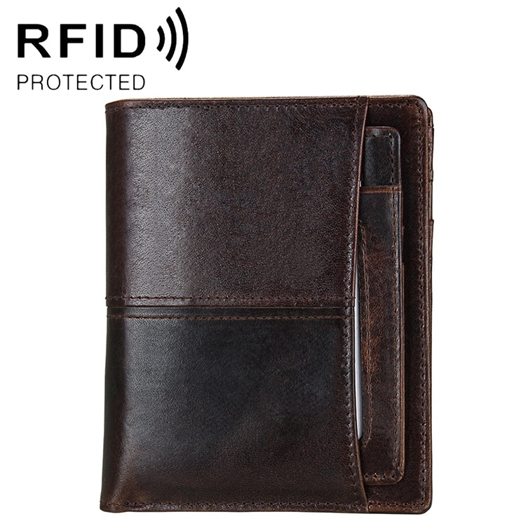 8232 Antimagnetic RFID Men Oil Wax Leather Wallet พร้อมที่ใส่การ์ดแบบถอดออกได้, 8232