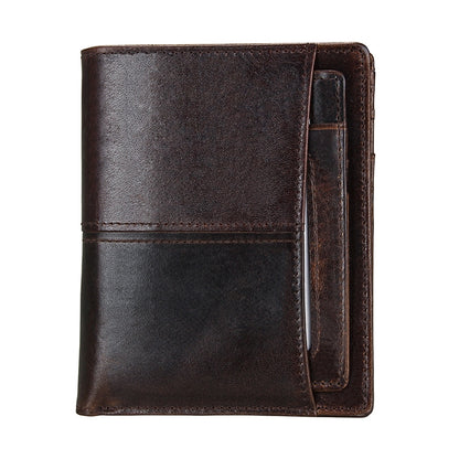 8232 Antimagnetic RFID Men Oil Wax Leather Wallet พร้อมที่ใส่การ์ดแบบถอดออกได้, 8232