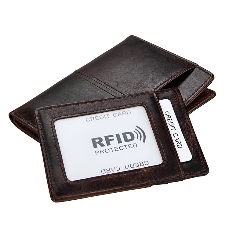 8232 Antimagnetic RFID Men Oil Wax Leather Wallet พร้อมที่ใส่การ์ดแบบถอดออกได้, 8232