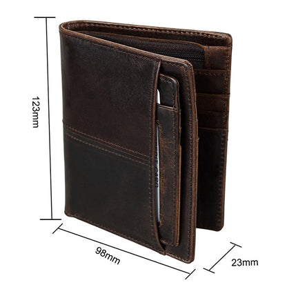 8232 Antimagnetic RFID Men Oil Wax Leather Wallet พร้อมที่ใส่การ์ดแบบถอดออกได้, 8232
