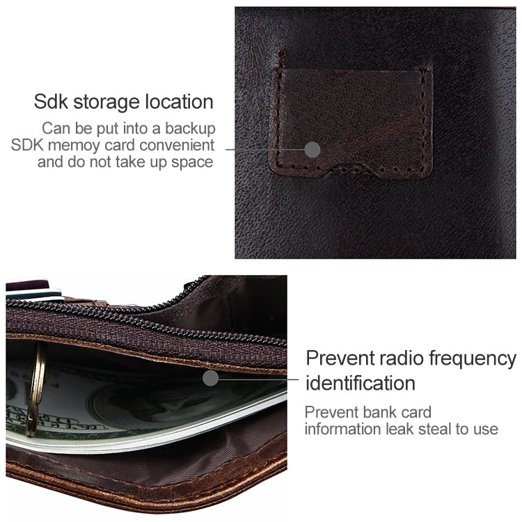 8232 Antimagnetic RFID Men Oil Wax Leather Wallet พร้อมที่ใส่การ์ดแบบถอดออกได้, 8232