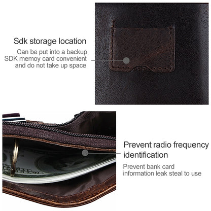 8232 Antimagnetic RFID Men Oil Wax Leather Wallet พร้อมที่ใส่การ์ดแบบถอดออกได้, 8232