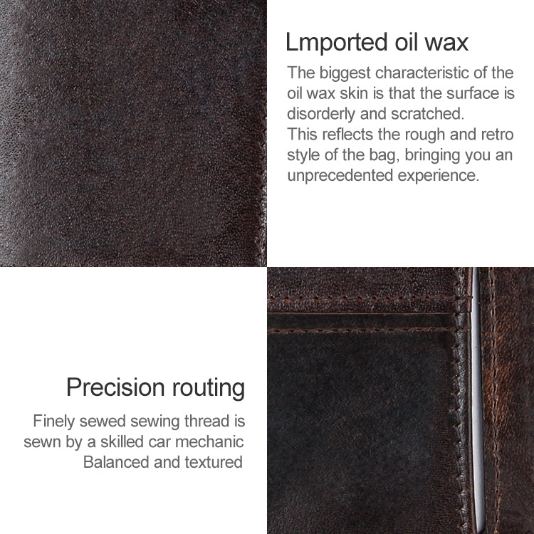 8232 Antimagnetic RFID Men Oil Wax Leather Wallet พร้อมที่ใส่การ์ดแบบถอดออกได้, 8232