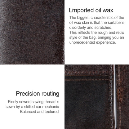 8232 Antimagnetic RFID Men Oil Wax Leather Wallet พร้อมที่ใส่การ์ดแบบถอดออกได้, 8232