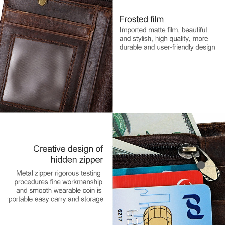 8232 Antimagnetic RFID Men Oil Wax Leather Wallet พร้อมที่ใส่การ์ดแบบถอดออกได้, 8232