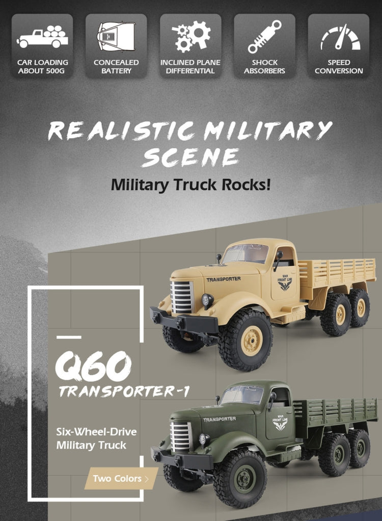 JJR/C Q60 Transporter-1 Full Body 1:16 Mini 2.4GHz RC 6WD ติดตาม Off-Road ทหารรถบรรทุกรถของเล่น, Q60