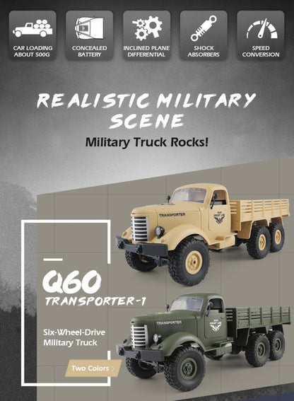 JJR/C Q60 Transporter-1 Full Body 1:16 Mini 2.4GHz RC 6WD ติดตาม Off-Road ทหารรถบรรทุกรถของเล่น, Q60