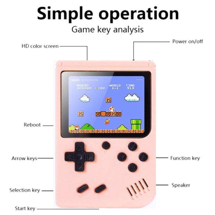 MK500 3.0 นิ้ว Macaron Mini Retro Classic คอนโซลเกมมือถือสำหรับเด็กในตัว 500 เกม, รองรับเอาต์พุต AV, MK500 / Pink, MK500 / Green, MK500 / Grey, MK500 / Blue, MK500 / Yellow