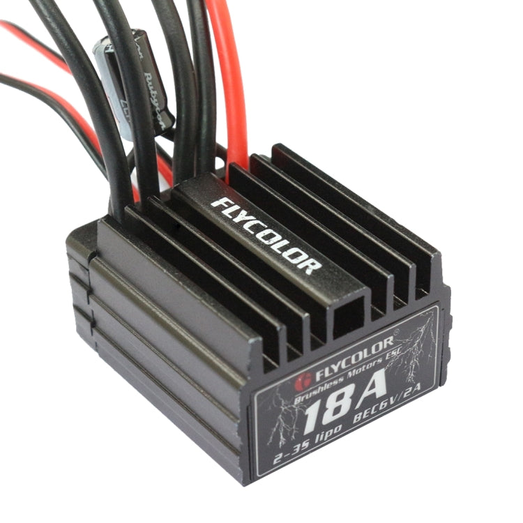 Flycolor Thunder Series 18A ตัวควบคุมความเร็วอิเล็กทรอนิกส์ไร้เซนเซอร์ไร้เซนเซอร์สำหรับรถ RC, 18A