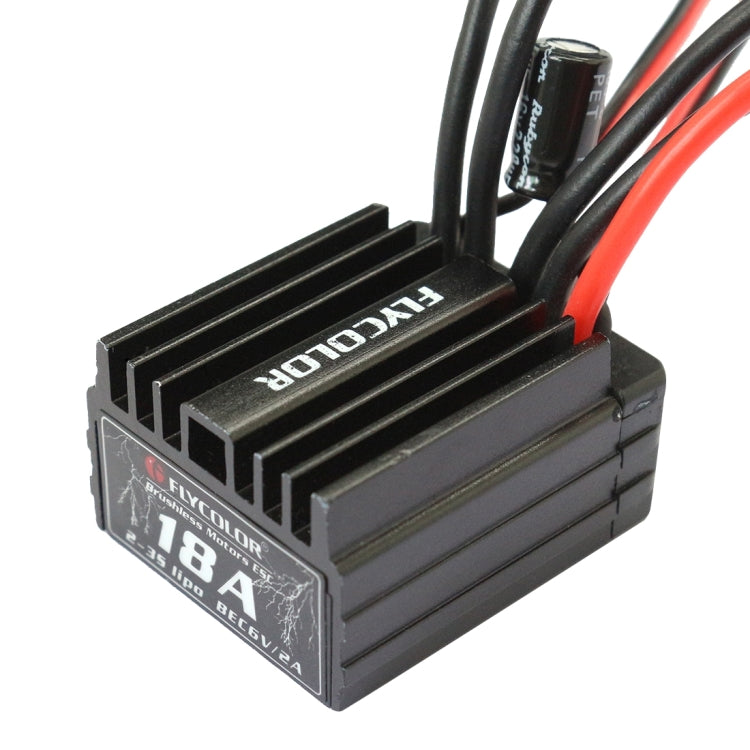 Flycolor Thunder Series 18A ตัวควบคุมความเร็วอิเล็กทรอนิกส์ไร้เซนเซอร์ไร้เซนเซอร์สำหรับรถ RC, 18A