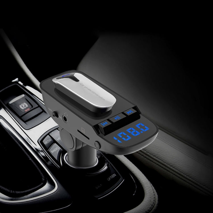 ER9 2 in 1 แฮนด์ฟรีชุดอุปกรณ์ติดรถยนต์ชุดหูฟังไร้สาย Bluetooth Dual USB Charger เครื่องส่งสัญญาณ FM MP3 เครื่องเล่นเพลง, ER9