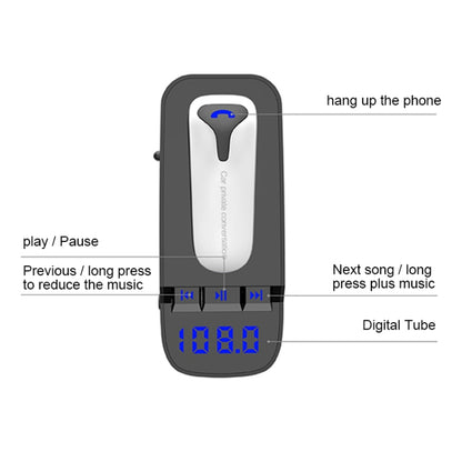 ER9 2 in 1 แฮนด์ฟรีชุดอุปกรณ์ติดรถยนต์ชุดหูฟังไร้สาย Bluetooth Dual USB Charger เครื่องส่งสัญญาณ FM MP3 เครื่องเล่นเพลง, ER9