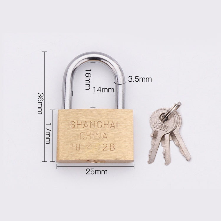 แม่กุญแจทองแดง ล็อคเล็ก แบบคานสั้น 25มม. ไม่เปิด, Short, 25mm Not Open