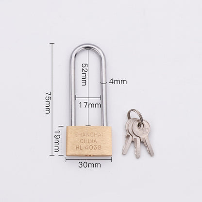 กุญแจล็อคทองแดง กุญแจเล็ก แบบคานยาว 30มม. ไม่เปิด, Long, 30mm Not Open