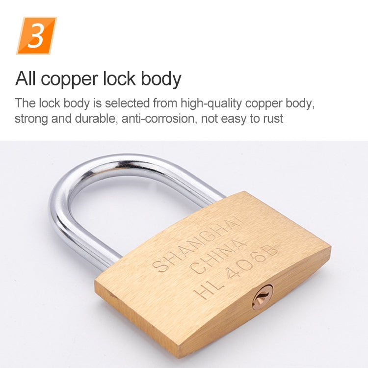 แม่กุญแจทองแดง ล็อคเล็ก แบบคานยาว 40มม. ไม่เปิด, Long, 40mm Not Open