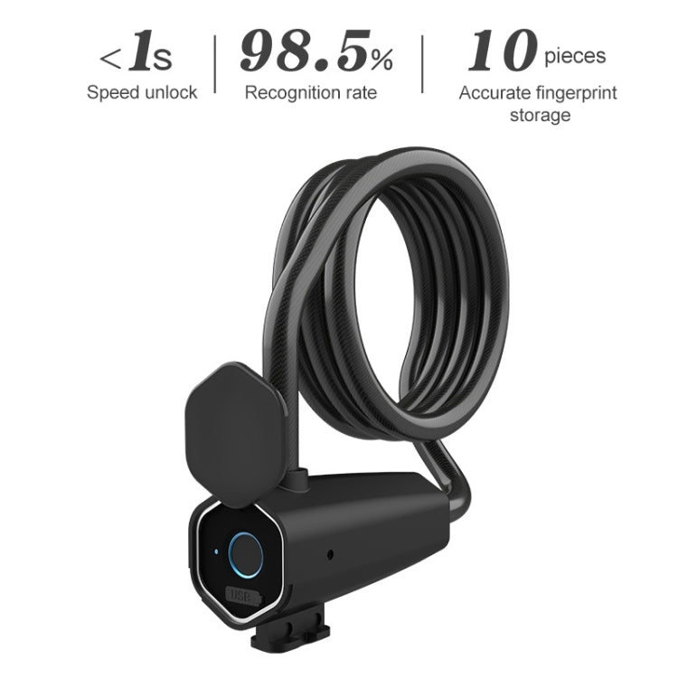 W16 IP65 กันน้ำลายนิ้วมือล็อคเชือกเหล็ก Anti-Theft ไฟฟ้าล็อครถบลูทูธ APP ล็อคอิเล็กทรอนิกส์, W16 Bluetooth + Fingerprint