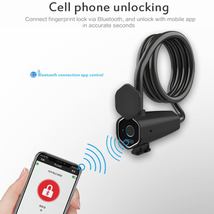W16 IP65 กันน้ำลายนิ้วมือล็อคเชือกเหล็ก Anti-Theft ไฟฟ้าล็อครถบลูทูธ APP ล็อคอิเล็กทรอนิกส์, W16 Bluetooth + Fingerprint