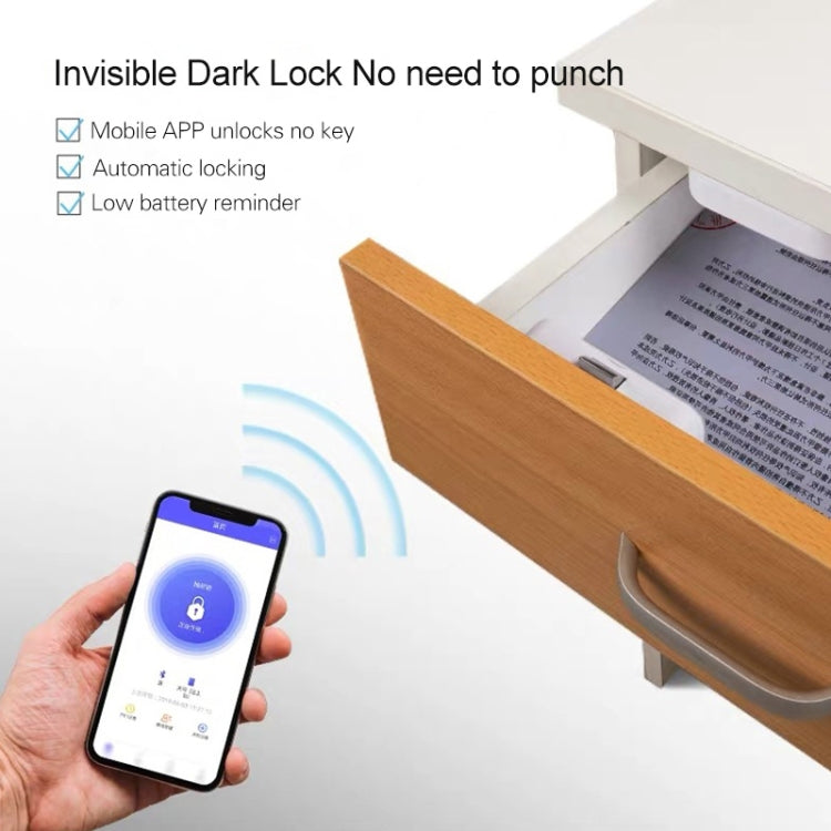 T1 Bluetooth + Tuya APP สมาร์ทลิ้นชักล็อคล็อคที่มองไม่เห็นรองรับการปลดล็อคด้วยรีโมทคอนโทรล, T1 Bluetooth + Tuya APP