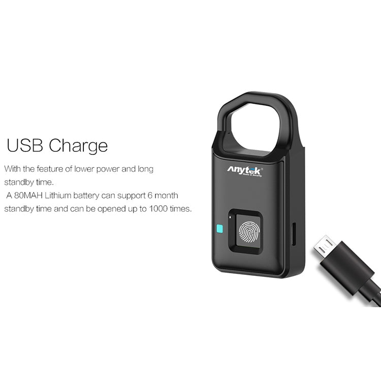 Anytek P4 3.7V Micro USB ชาร์จเซมิคอนดักเตอร์ลายนิ้วมือตรวจจับกุญแจขนาดเล็ก, P4