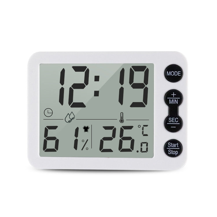 TS-9606-WR เครื่องตั้งเวลาปลุกหน้าจอขนาดใหญ่เครื่องวัดความชื้นสัมพัทธ์อุณหภูมิ (สีขาวสีแดง)