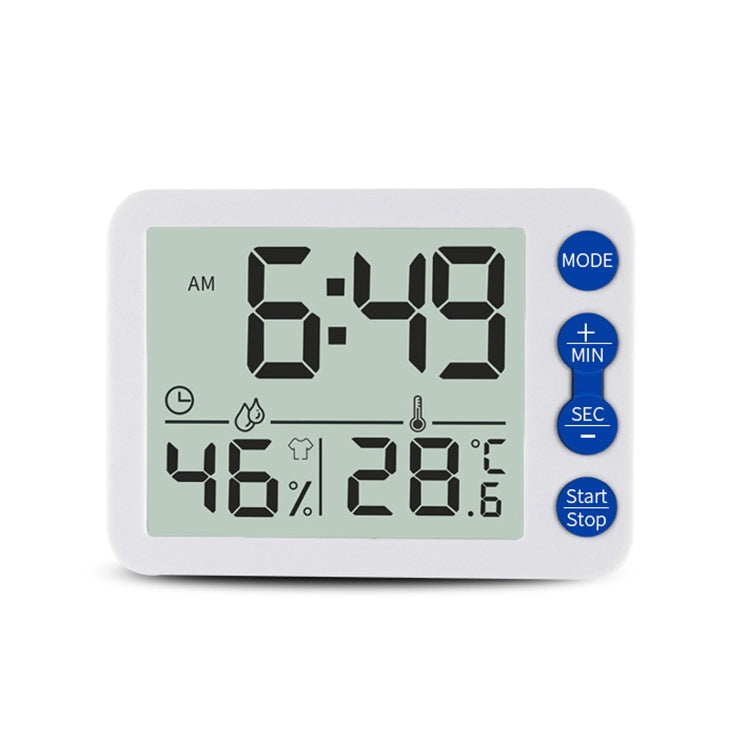 TS-9606-WR เครื่องตั้งเวลาปลุกหน้าจอขนาดใหญ่เครื่องวัดความชื้นสัมพัทธ์อุณหภูมิ (สีขาวสีแดง)