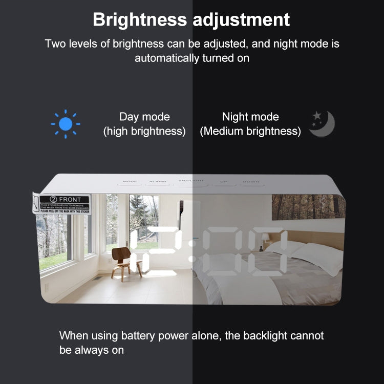 TS-S69-R มัลติฟังก์ชั่นนาฬิกาปลุก LED แบตเตอรี่/ปลั๊กชาร์จนาฬิกากระจกแต่งหน้าอเนกประสงค์, TS-S69-G, TS-S69-HW