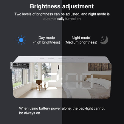 TS-S69-R มัลติฟังก์ชั่นนาฬิกาปลุก LED แบตเตอรี่/ปลั๊กชาร์จนาฬิกากระจกแต่งหน้าอเนกประสงค์, TS-S69-G, TS-S69-HW