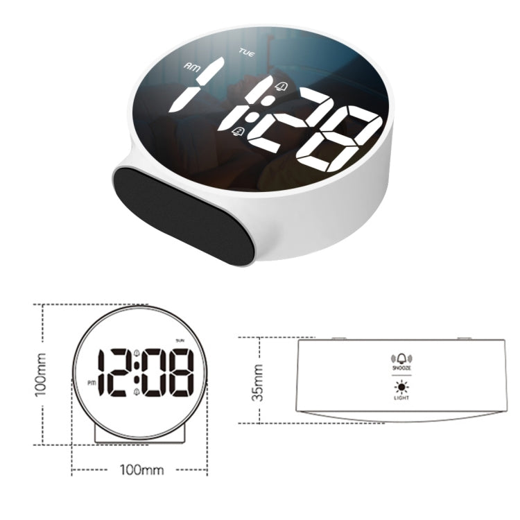 8816 นาฬิกาปลุก LED กระจกทรงกลมแบบ Dual-Purpose, 8816(Black), 8816(White)