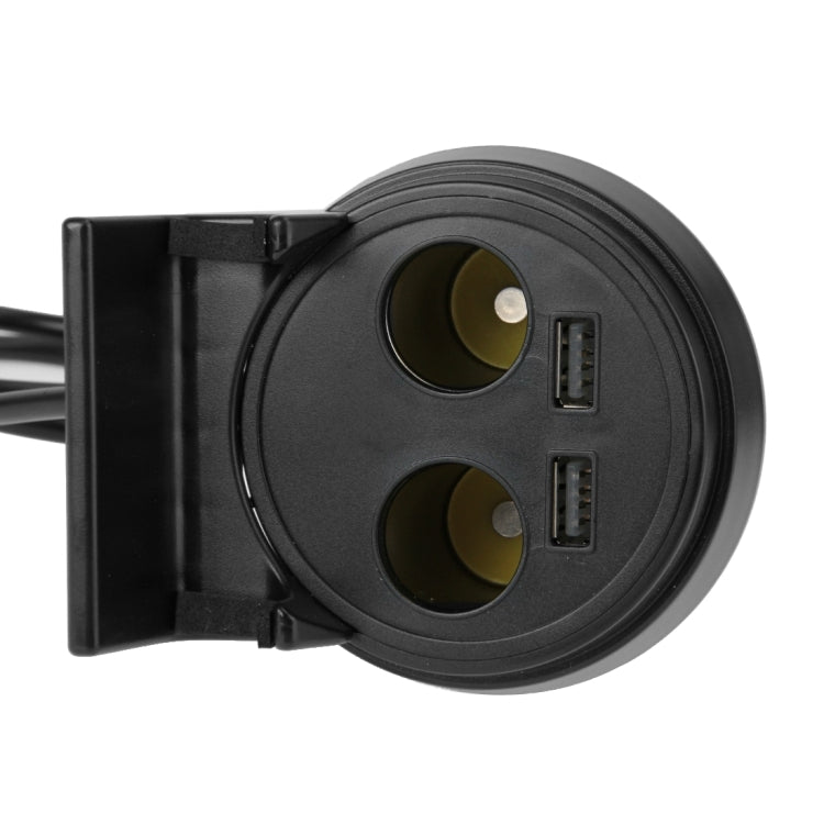 5V 1A + 2.4A พอร์ต USB สองพอร์ตและช่องเสียบที่จุดบุหรี่ในรถยนต์สองช่องที่ชาร์จไฟในรถพร้อมฟังก์ชั่นผู้ถือ, 5V 1A+2.4A