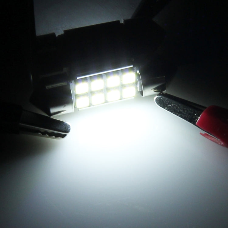 2 ชิ้น 31 มิลลิเมตรพู่ห้อย 3 วัตต์ 300LM แสงสีขาว 8 LED 3528 SMD Canbus โคมไฟอ่านหนังสือรถยนต์ที่ปราศจากข้อผิดพลาด DC 12, 31mm